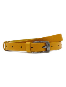 Penny belts Žltý hladký kožený dámsky opasok s ozdobnou sponou Iscah, Velikost 105 cm