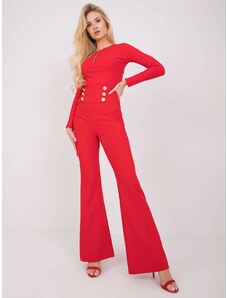 POLE&POLE Červené elegantné široké nohavice pre ženy Salerno