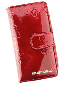 Gregorio BT116 červená kožená peňaženka na karty s motýlikmi dámska