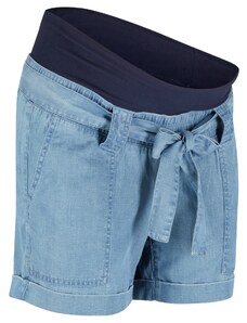 bonprix Materské plátené šortky v džínsovom vzhľade, farba modrá