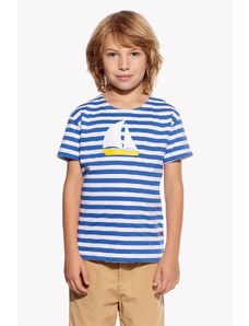 Piskacie Chlapčenské tričko s loďkou, farba pásik modrý, veľkosť 128