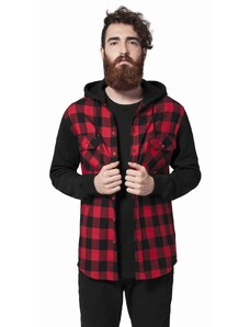 Pánska mikina // Urban Classics Hooded Checked Flanell Sweat Sleeve Shirt blk/red/bl