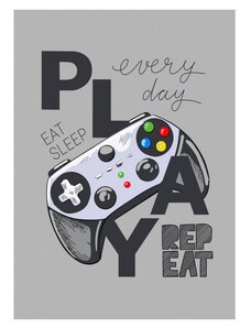 BrandMac Fleecová deka Every day Play - Eat, sleep, play & repeat - 100 x 140 cm