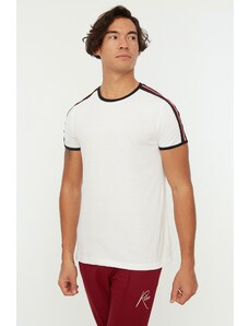Trendyol Collection Biele tričko Crew Neck Slim/Slim Fit 100 % bavlna, farebné blokové tričko s krátkym rukávom