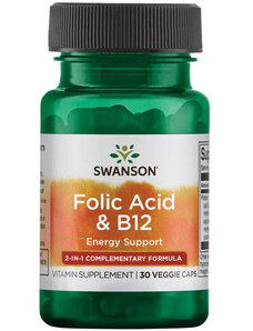 Swanson Folic Acid & B12 30 ks, kapsule