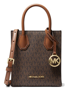 Michael Kors Mercer Extra-Small Logo and Leather Crossbody Bag Brown