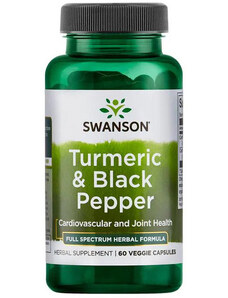 Swanson Turmeric & Black Pepper 60 ks, vegetariánska kapsula