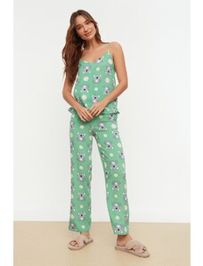 Trendyol Collection Tkané pyžamové nohavice so zeleným vzorom Koala