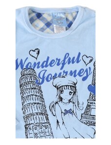 Vienetta Detské pyžamo dlhé Dievča na cestách, farba modrá, 80% bavlna 20% polyester