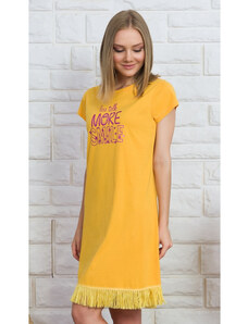 Vienetta Dámska nočná košeľa s krátkym rukávom More smile, farba žltá, 100% bavlna