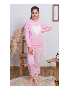Vienetta Kids Detské pyžamo dlhé Srdce, farba světle růžová, 100% polyester