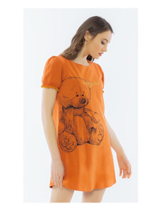 Vienetta Dámska nočná košeľa s krátkym rukávom Veľký macko, farba tehlová, 100% bavlna