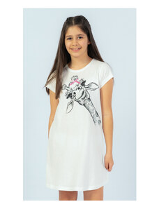 Vienetta Secret Detská nočná košeľa s krátkym rukávom Žirafa, farba bílá, 100% bavlna