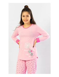 Vienetta Kids Detské pyžamo dlhé Malá myška, farba světle růžová, 100% bavlna
