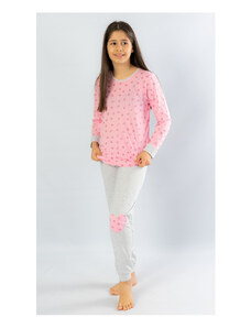Vienetta Kids Detské pyžamo dlhé Srdiečko, farba světle růžová, 70% bavlna 30% polyester
