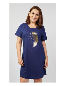 Vienetta Dámska nočná košeľa s krátkym rukávom Pierko, farba tmavě modrá, 100% bavlna