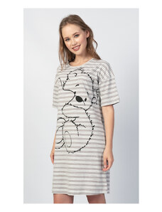 Vienetta Dámska nočná košeľa s krátkym rukávom Bear, farba šedá, 70% bavlna 30% polyester