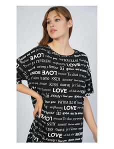 Vienetta Dámska nočná košeľa s krátkym rukávom Amor, farba černá, 100% bavlna