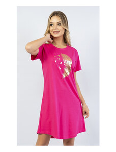 Vienetta Dámska nočná košeľa s krátkym rukávom Pierko, farba tmavě růžová, 100% bavlna