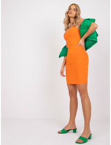 Basic Oranžové krátke letné mini šaty na ramienka