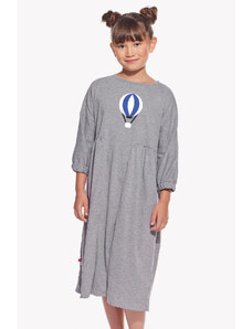 Piskacie Dievčenské šaty so vzducholoďou, farba sivá, veľkosť 98