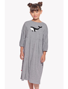 Piskacie Dievčenské šaty s veľrybou, farba sivá, veľkosť 98