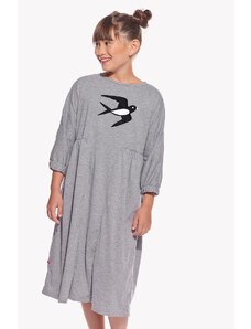 Piskacie Dievčenské šaty s lastovičkou, farba sivá, veľkosť 98