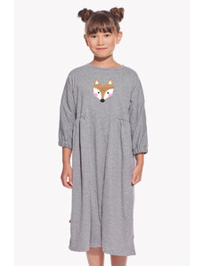 Piskacie Dievčenské šaty s líškou, farba sivá, veľkosť 98