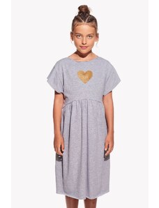 Piskacie Dievčenské šaty so srdiečkom, farba sivá, veľkosť 104