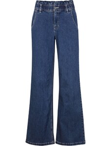 bonprix Strečové džínsy Paper Bag, vysoký pás, široký strih, farba modrá