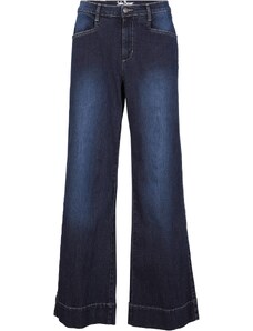 bonprix Strečové džínsy, stredná výška pásu, široký strih, farba modrá
