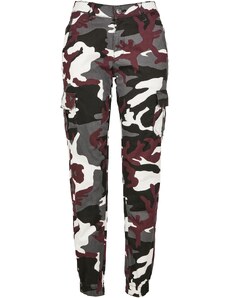 UC Ladies Camo Cargo Women's High Waisted Trousers with Burgundy Mask