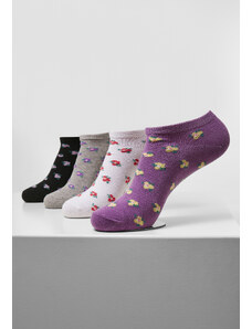 Urban Classics Accessoires Floral Invisible Socks Recycled Yarn 4-Pack Grey+Black+White+Lilac