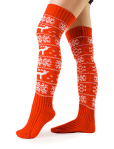 VFstyle červené vianočné pletené návleky na nohy Christmas 65 cm