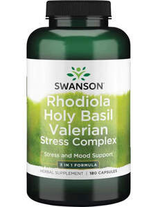 Swanson Rhodiola Holy Basil Valerian Stress Complex 180 ks, kapsule