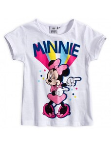 Sun City Dievčenské bavlnené tričko s krátkym rukávom Minnie Mouse Disney - biele