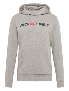 JACK & JONES Mikina sivá melírovaná / oranžová / čierna