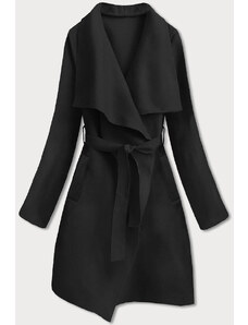 MADE IN ITALY Čierny dámsky minimalistický kabát (747ART)