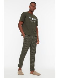 Trendyol Collection Súprava pyžama s potlačou v khaki farbe