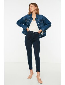 Trendyol Collection Námornícke modré džínsy s vysokým pásom