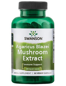 Swanson Agaricus Blazei Mushroom Extract 90 ks, vegetariánska kapsula, 500 mg, EXP. 08/2023