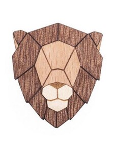 BeWooden Drevená brošňa Lion Brooch
