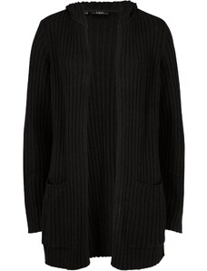 bonprix Pletený sveter s kapucňou, farba čierna