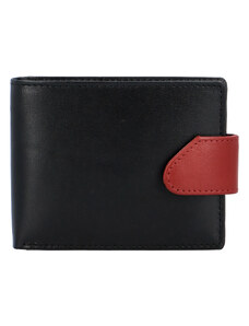 Hladká pánska čierno červená kožená peňaženka - Tomas 76VT čierna