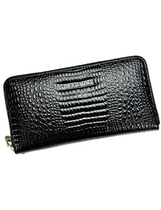 Veľká čierna dámska kožená peňaženka na zips Gregorio