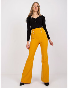 POLE&POLE Tmavo-žlté elegantné široké nohavice pre ženy Salerno