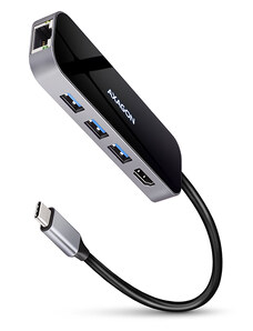 AXAGON HMC-6GL, USB 3.2 Gen 1 hub, 3x USB-A, HDMI 4k/30Hz, RJ-45 GLAN, PD 100W, kabel USB-C 20cm