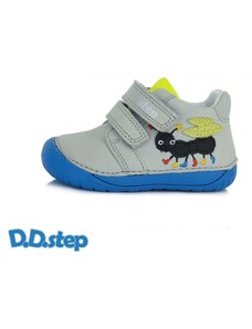 Detské členkové kožené topánky Barefoot D.D.step Grey S070-519
