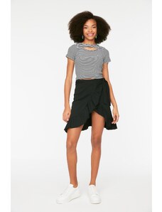 Trendyol Collection Čierna zavinovacia rebrovaná mini sukňa