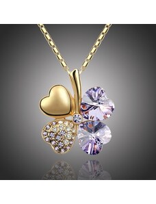 Sisi Jewelry Náhrdelník Swarovski Elements Čtyřlístek - zlato světle fialový